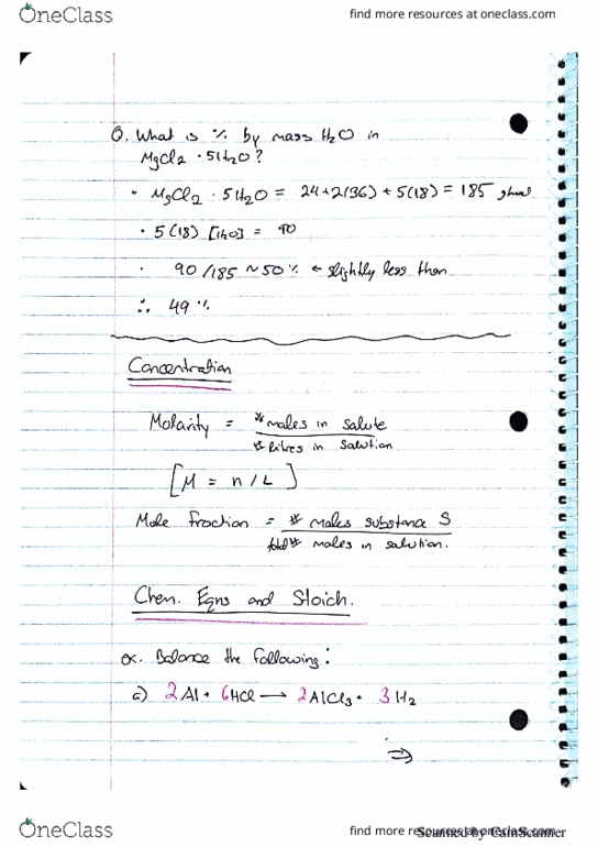 CHEM 1100 Lecture 3: Concentration, Limiting reactant, oxidation states/electronegativity thumbnail