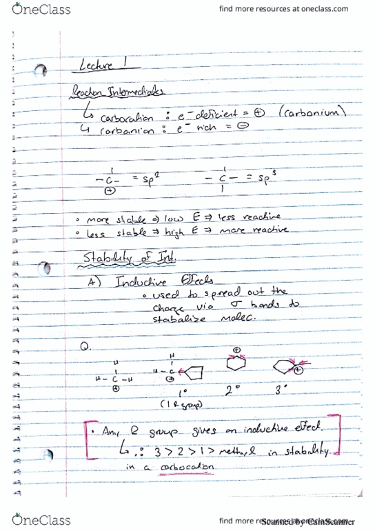 CHEM 2300 Lecture 1: Reaction Intermediates, Stability of Intermediates, Resonance +example Qs thumbnail