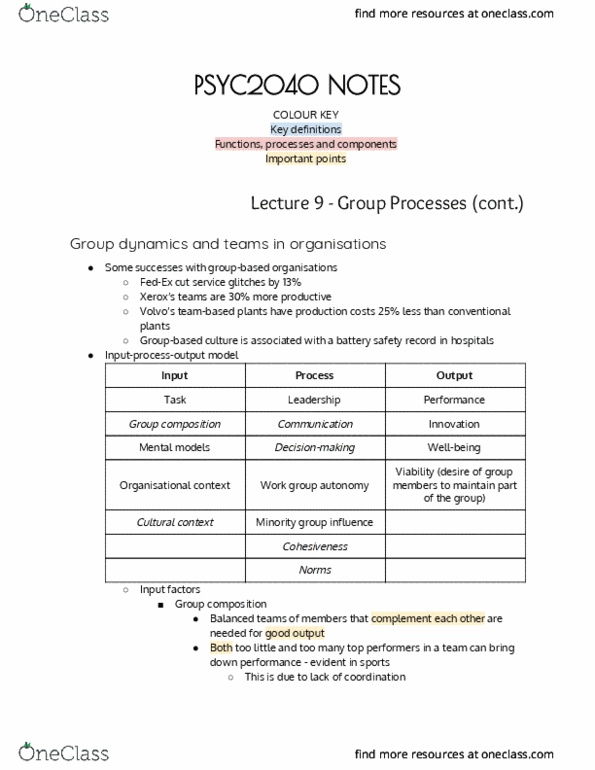 PSYC2040 Lecture Notes - Lecture 9: Group Dynamics, Minority Group, Himalayas thumbnail