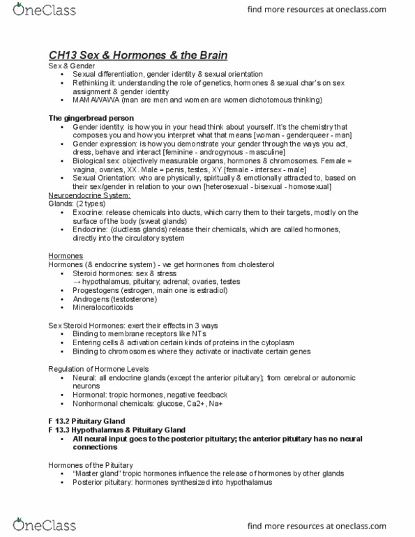 PSYC 2160 Lecture Notes - Lecture 9: Pituitary Gland, Posterior Pituitary, Anterior Pituitary thumbnail