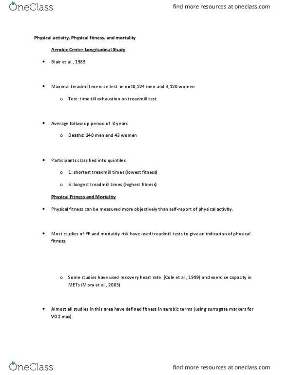 EHS 260 Lecture Notes - Lecture 25: Vo2 Max, Physical Fitness thumbnail