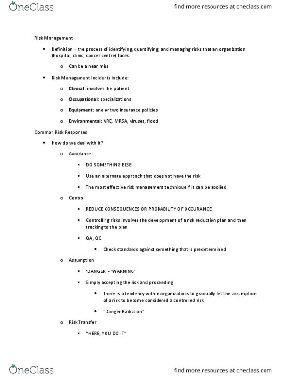 MEDRADSC 3B03 Lecture Notes - Lecture 8: Administrative Controls, Ct Scan, Swot Analysis thumbnail