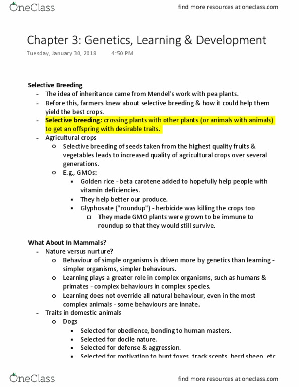 PSYCH 3M03 Lecture Notes - Lecture 3: Fixed Action Pattern, Plantar Reflex, Palmar Grasp Reflex thumbnail