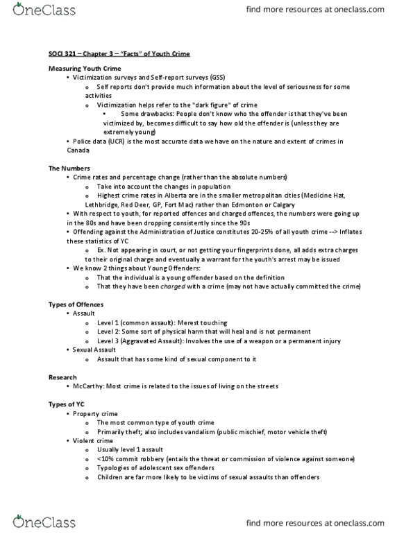 SOCI-321 Lecture Notes - Lecture 3: Property Crime, Adolescent Sex, Motor Vehicle Theft thumbnail