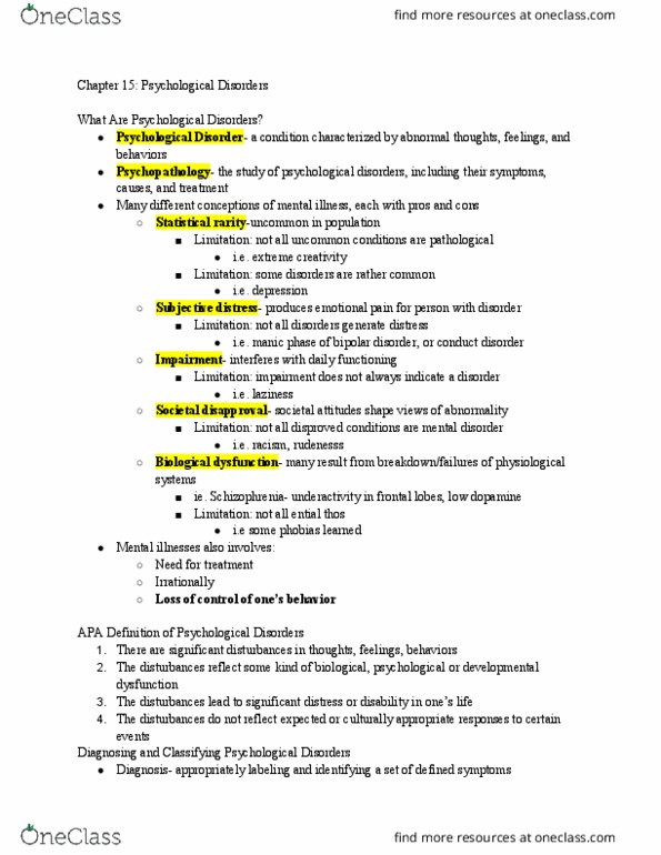 PSYC 110 Lecture Notes - Lecture 15: Dorothea Dix, Bipolar Disorder, Deinstitutionalisation thumbnail