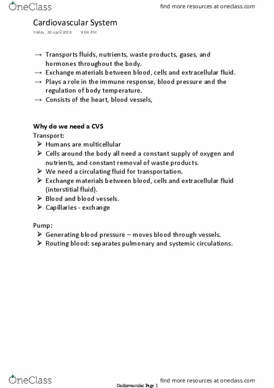 HUMB1000 Lecture Notes - Lecture 6: Extracellular Fluid, Blood Vessel, The Fluid thumbnail