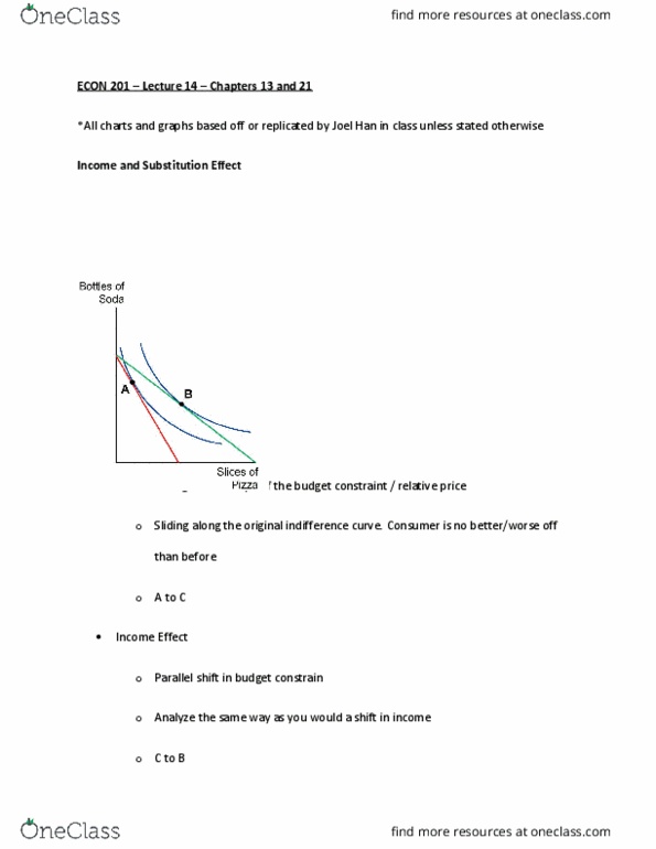 ECON 201 Lecture Notes - Lecture 14: Budget Constraint, Inferior Good, Indifference Curve thumbnail