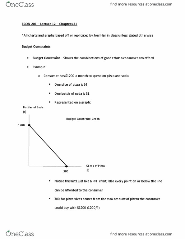 ECON 201 Lecture Notes - Lecture 12: Budget Constraint, Indifference Curve thumbnail