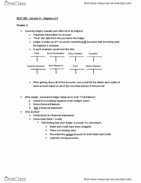 ACCT 201 Lecture Notes - Lecture 4: Financial Statement, Accounting Equation, Income Statement thumbnail