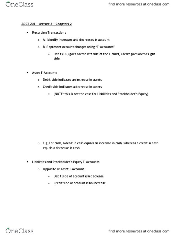 ACCT 201 Lecture Notes - Lecture 3: Common Stock thumbnail