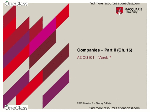 ACCG101 Lecture Notes - Lecture 7: Share Capital, Call Money, Retained Earnings thumbnail
