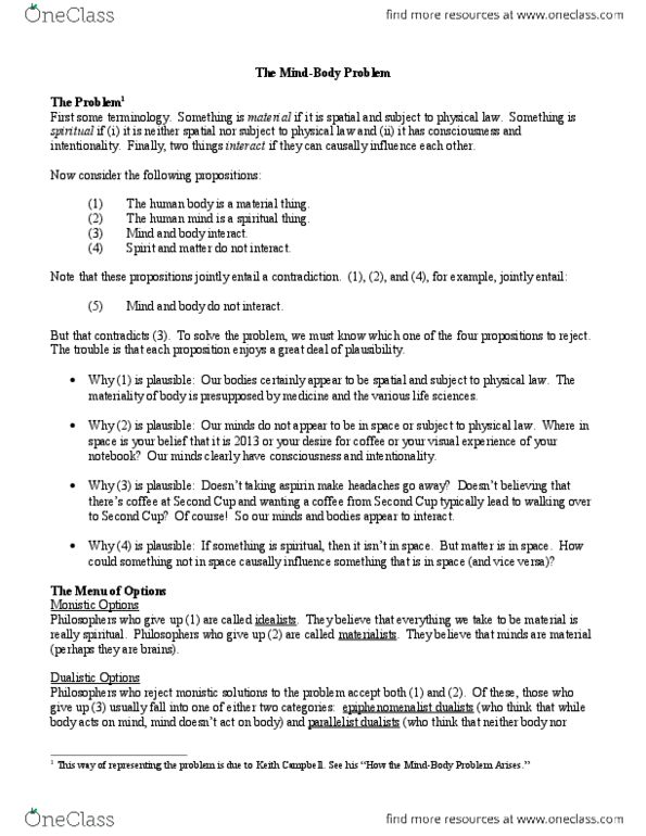 PHL201H1 Lecture Notes - Physical Law, Intentionality, Second Cup thumbnail