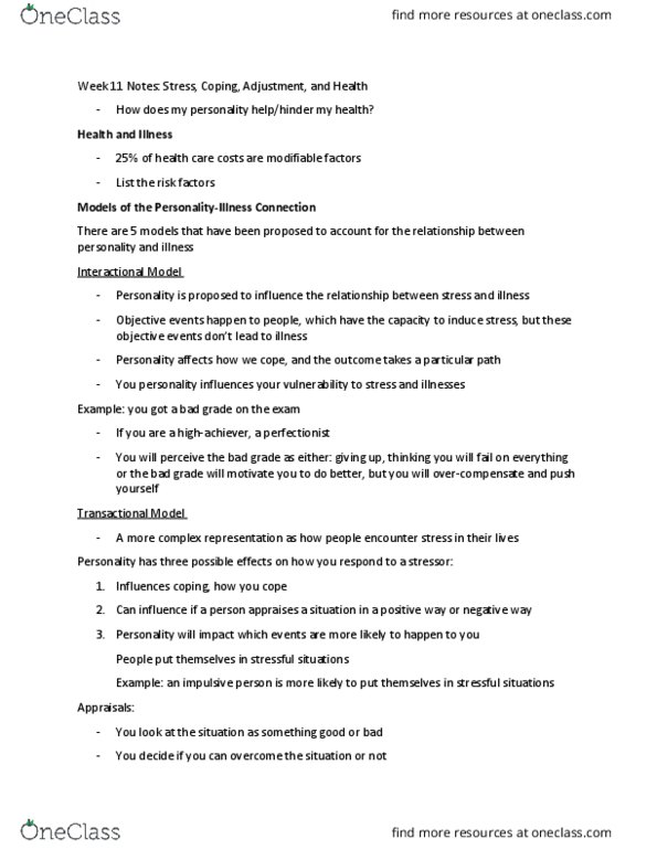 PSYC 2600 Lecture Notes - Lecture 11: United States Academic Decathlon, Stress Management thumbnail