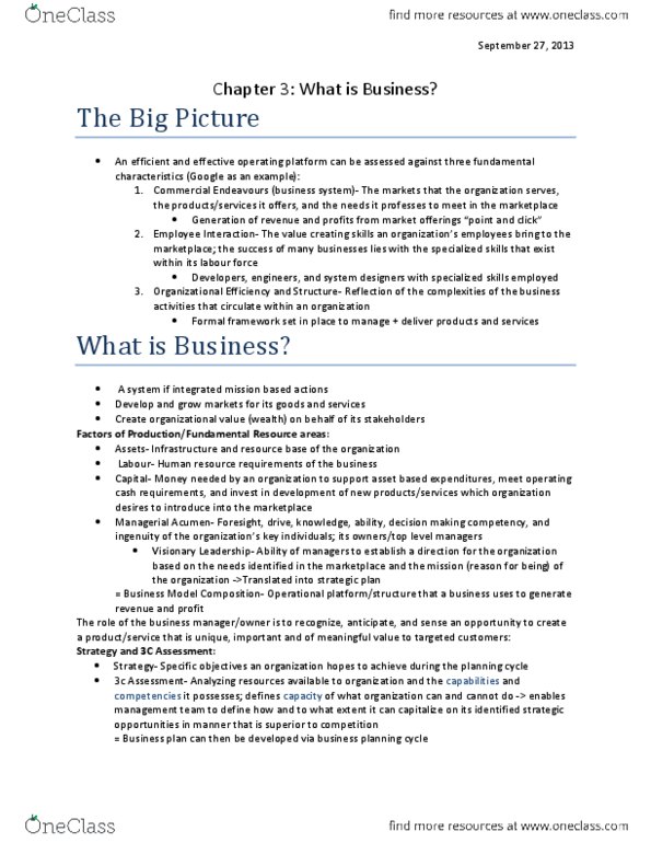 MGM101H5 Chapter Notes -Business Plan, Resource Consumption thumbnail