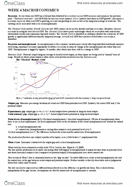 ECON10003 Lecture Notes - Lecture 7: Unemployment, Output Gap, Potential Output thumbnail