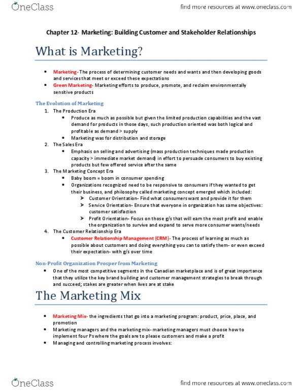 MGM101H5 Chapter Notes - Chapter 12: Customer Relationship Management, Baby Boom, Marketing Mix thumbnail
