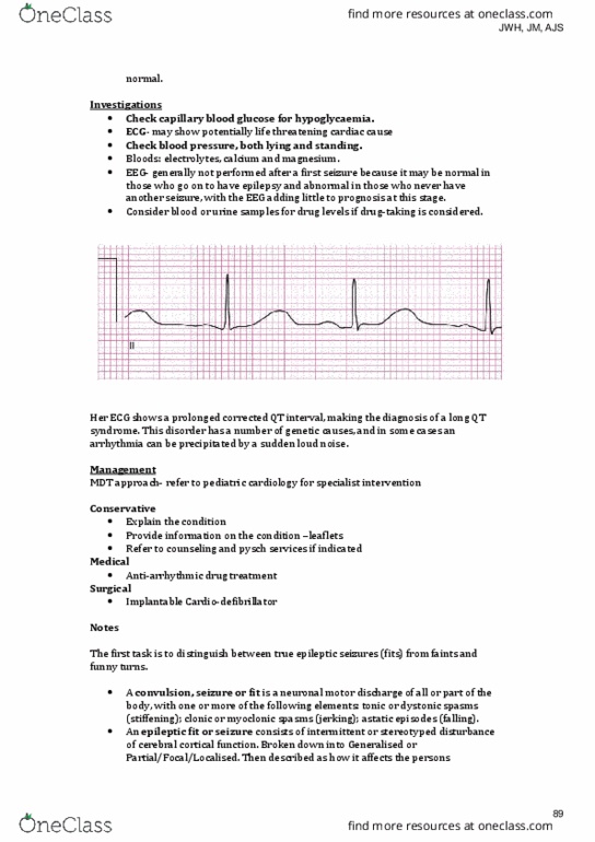 BIOLOGY 2D03 Lecture Notes - Lecture 29: Qt Interval, Generalised Epilepsy, Hypoglycemia thumbnail