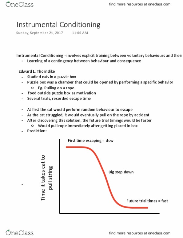 PSYCH 1X03 Chapter Notes - Chapter 1: Puzzle Box, Classical Conditioning, Reinforcement thumbnail