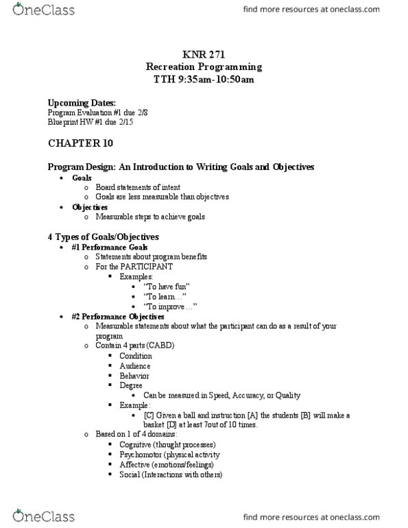 KNR 271 Lecture 5: KNR 271 CHAPTER 10 NOTES thumbnail