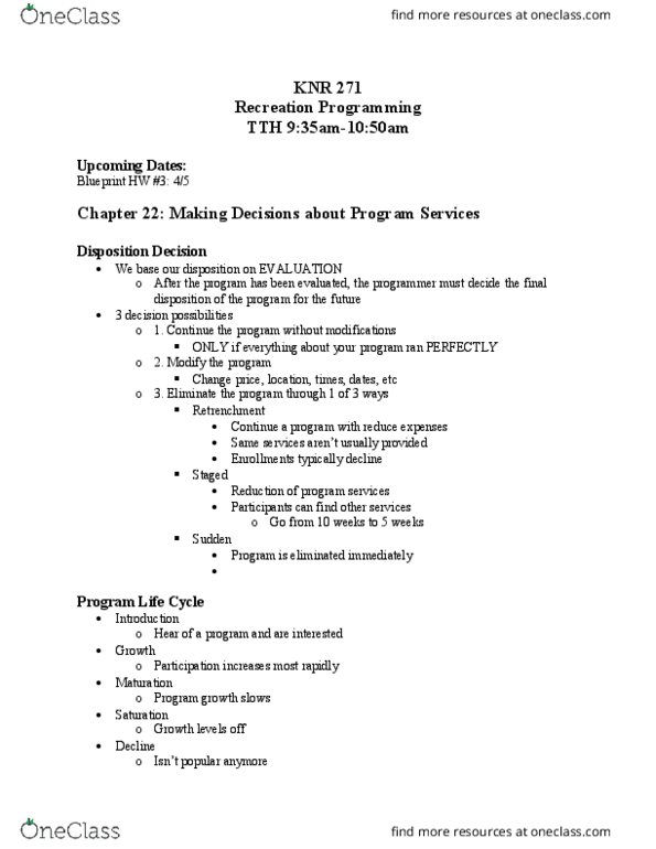 KNR 271 Lecture 14: KNR 271 CHAPTER 22 NOTES thumbnail