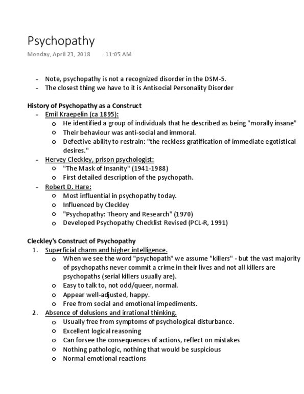 PSYCH 3CC3 Lecture 9: Psychopathy thumbnail