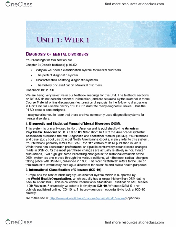 PSYC 2490 Lecture Notes - Lecture 1: World Health Organization, Canadian Alliance, Clinical Psychology thumbnail