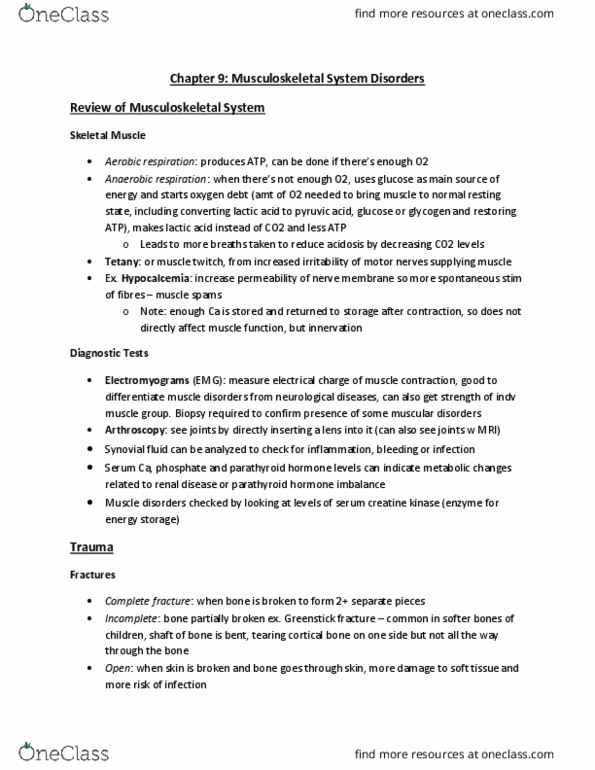 MEDRADSC 1B03 Lecture Notes - Lecture 32: Greenstick Fracture, Creatine Kinase, Human Musculoskeletal System thumbnail