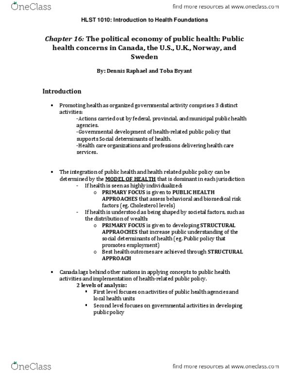 HLST 1010 Lecture Notes - American Public Health Association, Healthy People Program, John D. And Catherine T. Macarthur Foundation thumbnail