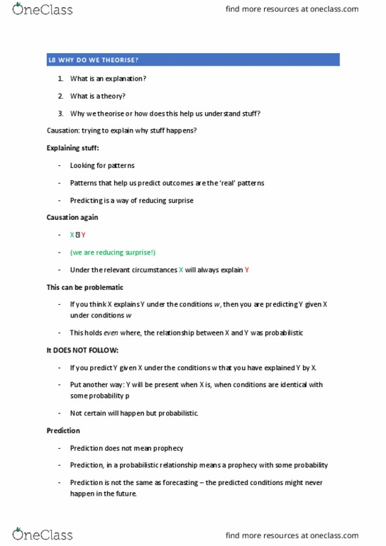 POLS1009 Lecture Notes - Lecture 8: Unthinkable, Scientific Method, Null Hypothesis thumbnail