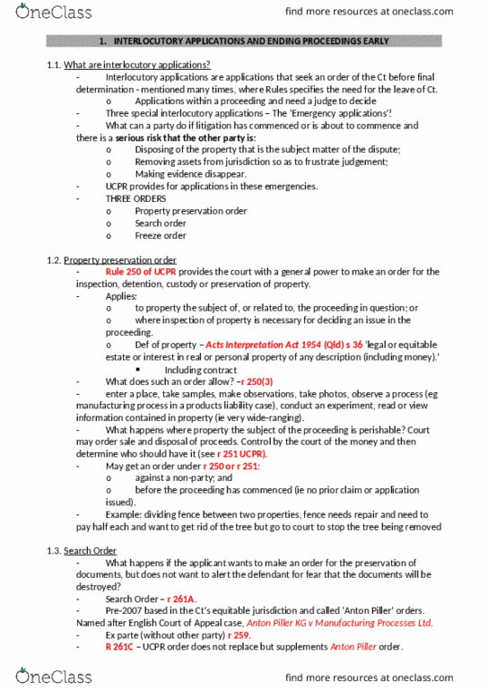 5210LAW Lecture Notes - Lecture 5: Mytravel Group, Affidavit, Interlocutory thumbnail