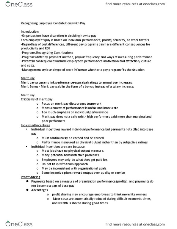 MGI 301 Lecture Notes - Lecture 14: Merit Pay thumbnail