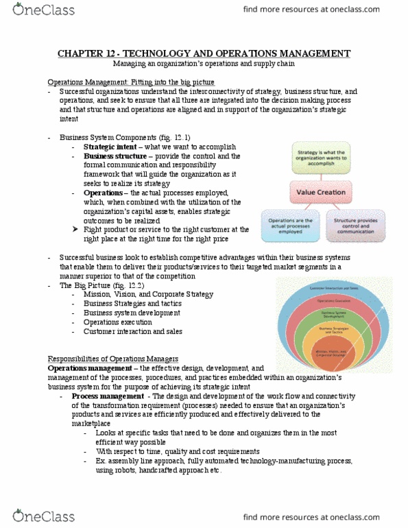 STEN 1000 Chapter Notes - Chapter 12: Operations Management, Workflow, Capital Asset thumbnail