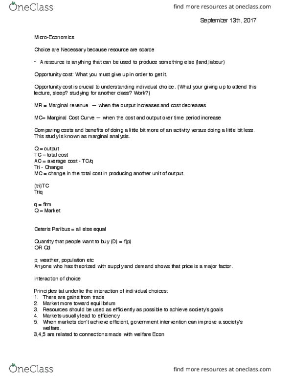 ECON-1006EL Lecture Notes - Lecture 2: Marginal Revenue, Opportunity Cost, Absolute Advantage thumbnail