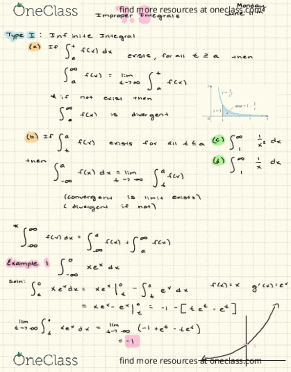 MAC 2312 Lecture 9: 7.8 improper integrals thumbnail