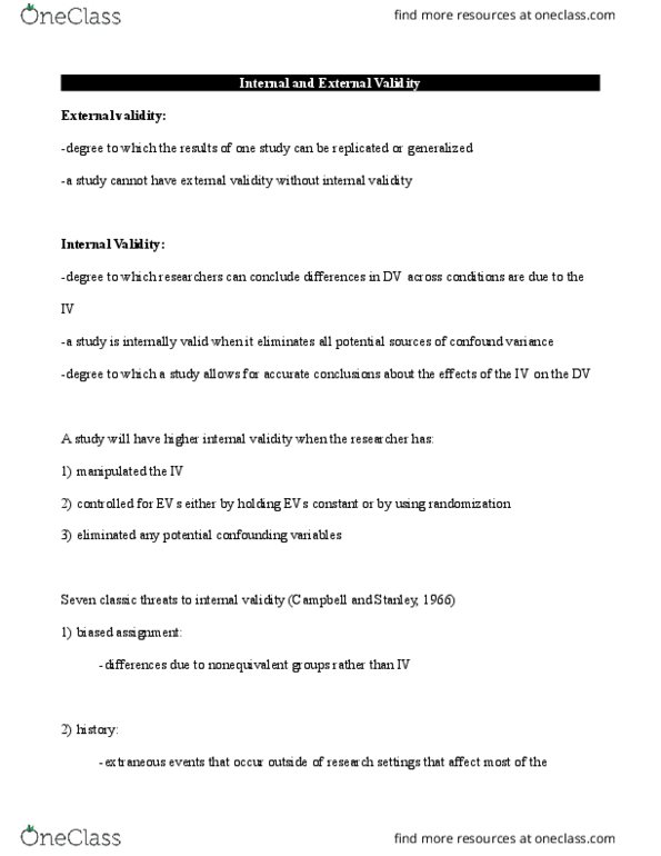 PS295 Lecture Notes - Lecture 12: External Validity, Internal Validity, Demand Characteristics thumbnail