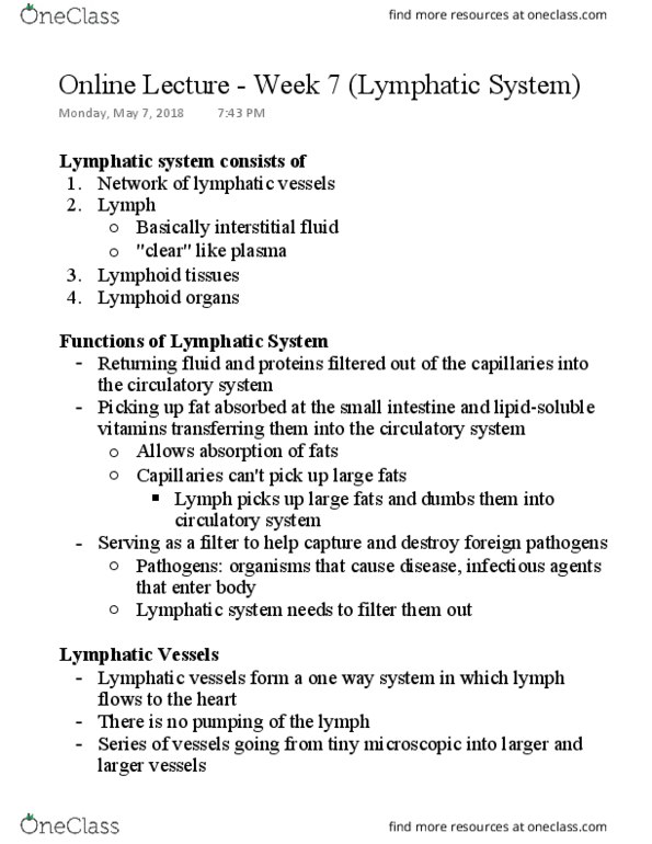 NURS 301 Lecture Notes - Lecture 7: Subclavian Vein, Lymph Node, Internal Jugular Vein thumbnail