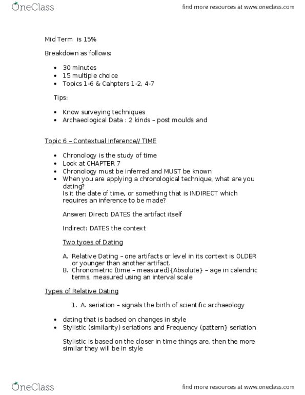 ANT200H5 Lecture Notes - Geochronology, Level Of Measurement, Thermoluminescence thumbnail