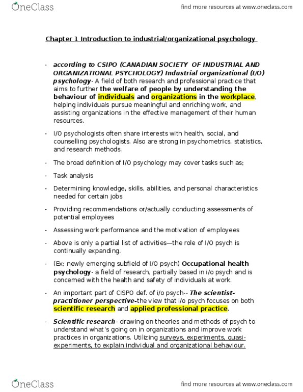 PSYC 3070 Chapter Notes - Chapter 1: Canadian Psychological Association, Walter Dill Scott, Occupational Health Psychology thumbnail