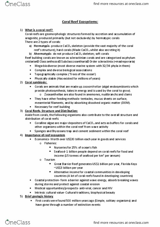 EVSC20004 Lecture Notes - Lecture 15: Fringing Reef, Coral Triangle, Intertidal Zone thumbnail