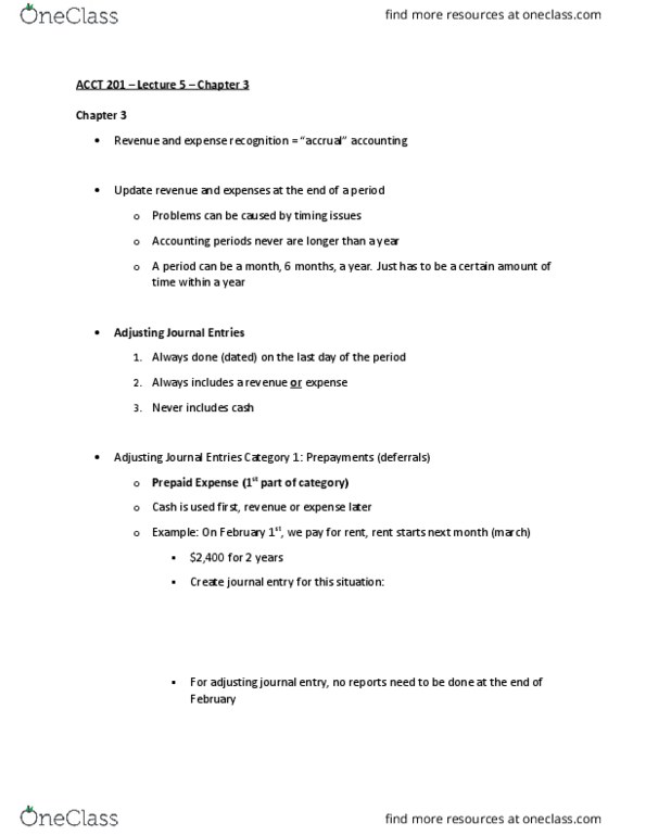 ACCT 201 Lecture Notes - Lecture 3: Deferral, Deferred Income, Accrual thumbnail