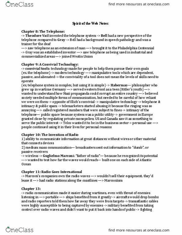 JOUR 1002 Chapter Notes - Chapter 8-32: Analog Computer, Fax, Arpanet thumbnail