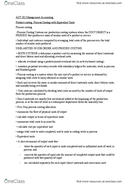 ACT202 Chapter Notes - Chapter 5: Perpetual Inventory, European Cooperation In Science And Technology, Management Accounting thumbnail