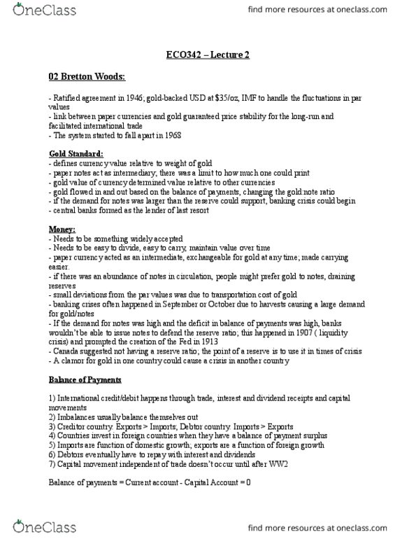 ECO342H1 Lecture Notes - Lecture 2: Reserve Requirement, Deflation thumbnail