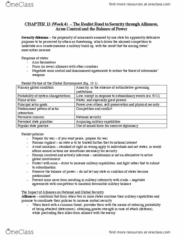 POLS 1600 Chapter Notes - Chapter 4: Collective Security, Security Dilemma, Bush Doctrine thumbnail