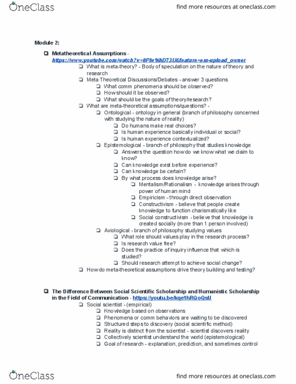 COMM 250 Lecture Notes - Lecture 2: Social Science, Scientific Method, Drive Theory thumbnail