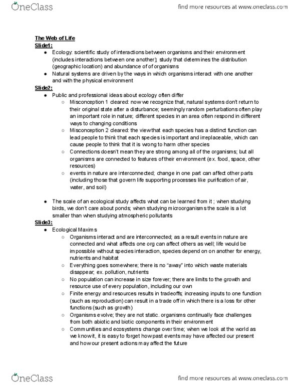 Biology 2483A Chapter Notes - Chapter 1: Primary Production, Ecological Study, Spatial Scale thumbnail