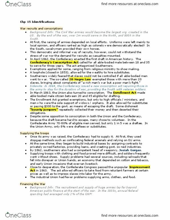 HISTORY 1DD3 Chapter Notes - Chapter 15: Sea Islands, Elizabeth Cady Stanton, Smoothbore thumbnail