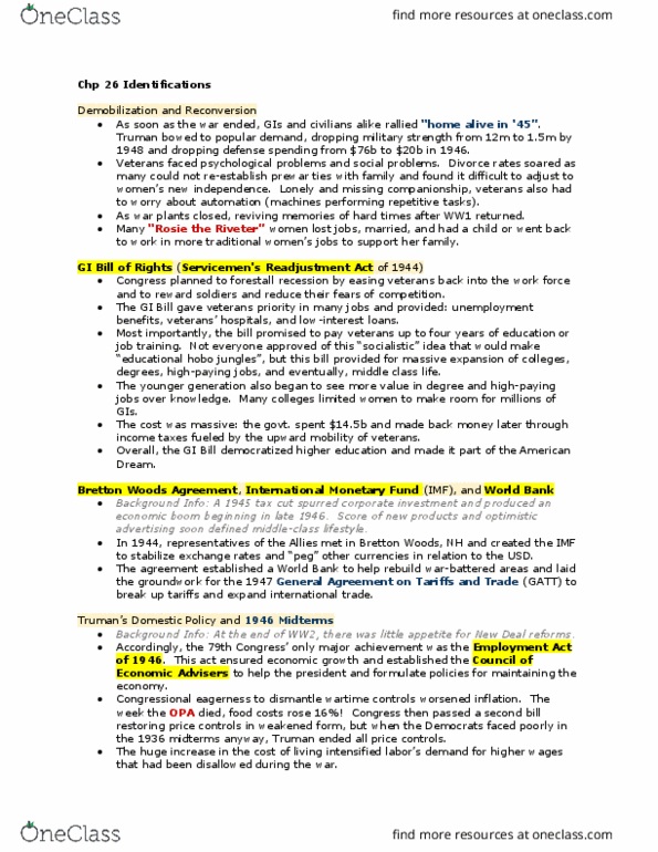 HISTORY 1DD3 Chapter Notes - Chapter 26: Carpet Bombing, Hung Jury, Counterforce thumbnail