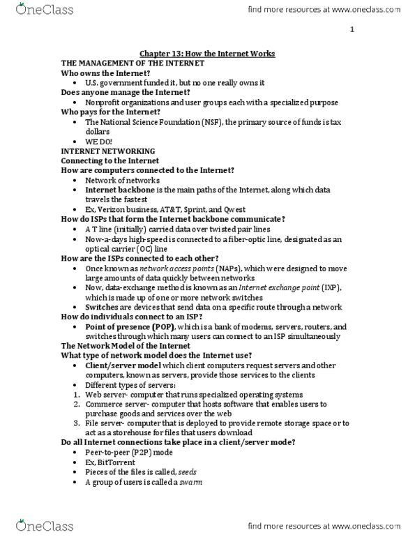 CIS 1200 Chapter Notes -Ipv6, Ipv4, Transmission Control Protocol thumbnail