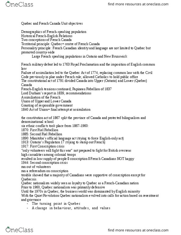 POL 222 Lecture Notes - Lecture 5: October Crisis, Charlottetown Accord, Reasonable Accommodation thumbnail